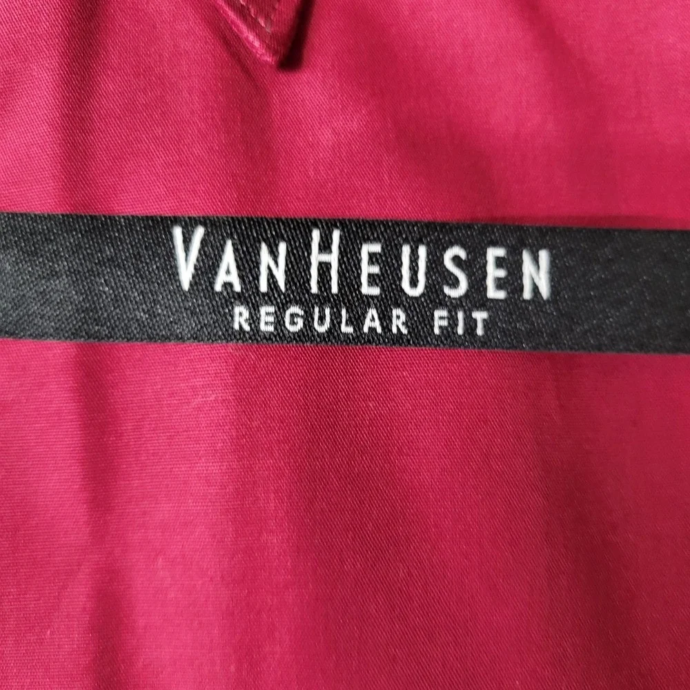 Van Heusen Men Button Up Shirt 16X32 Red Long Sleeve Poplin‎ NWT